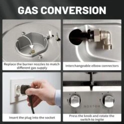 NOXTON Built-in 2 Burner Gas Cooker, Stainless Steel Gas Hob With Plug, Cast Iron Pan Support, Flame Out Protection, NG/LPG Kit -Home Appliances Store 72566706 4