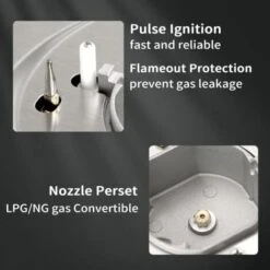 NOXTON Built-in 2 Burner Gas Cooker, Stainless Steel Gas Hob With Plug, Cast Iron Pan Support, Flame Out Protection, NG/LPG Kit -Home Appliances Store 72566706 5