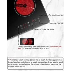 Karinear Ceramic Hob, 60cm Built-in 4 Zones Electric Cooktop With Dual Oval Zone 6600W, Hard Wired, No Plug Included -Home Appliances Store 72566712 3