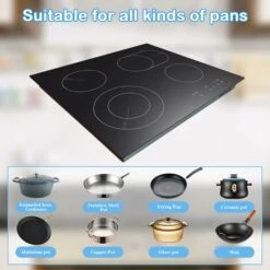 Karinear Ceramic Hob, 60cm Built-in 4 Zones Electric Cooktop With Dual Oval Zone 6600W, Hard Wired, No Plug Included -Home Appliances Store 72566712 4