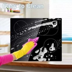 Karinear Ceramic Hob, 60cm Built-in 4 Zones Electric Cooktop With Dual Oval Zone 6600W, Hard Wired, No Plug Included -Home Appliances Store 72566712 5