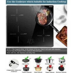 Induction Hob, Karinear 4 Burner Induction Cooker, Built-in Induction Hob, Electric Hob With Touch Control, Timer, Child Lock, 6600W -Home Appliances Store 72566713 5