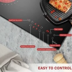 Ceramic Hob, 4 Zone Built-in Electric Hob 60cm, Ceramic Cooktop With Touch Control, 6400W, 9 Power Levels, Dual Ring Zone, Oval Zone, Timer, Child Lock, For All Pots, Hard Wired, Without Plug -Home Appliances Store 72566715 4