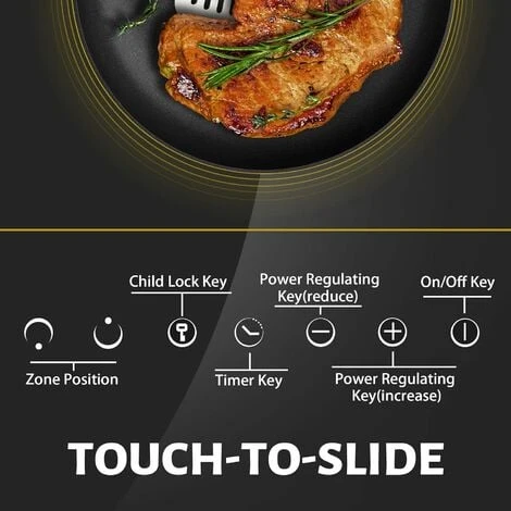 NOXTON Ceramic Hob, 2 Zone Domino Cooker Built-in 30cm Electric Hobs Black Glass Hot Plate Cooktop With Touch Controls 3 NOXTON Ceramic Hob, 2 Zone Domino Cooker Built-in 30cm Electric Hobs Black Glass Hot Plate Cooktop With Touch Controls - Image 3