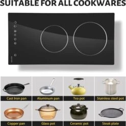 NOXTON Ceramic Hob, 2 Zone Domino Cooker Built-in 30cm Electric Hobs Black Glass Hot Plate Cooktop With Touch Controls 8 NOXTON Ceramic Hob, 2 Zone Domino Cooker Built-in 30cm Electric Hobs Black Glass Hot Plate Cooktop With Touch Controls -Home Appliances Store 72566717 4