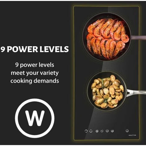 NOXTON Ceramic Hob, 2 Zone Domino Cooker Built-in 30cm Electric Hobs Black Glass Hot Plate Cooktop With Touch Controls 5 NOXTON Ceramic Hob, 2 Zone Domino Cooker Built-in 30cm Electric Hobs Black Glass Hot Plate Cooktop With Touch Controls - Image 5