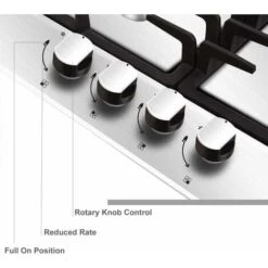 NOXTON Built-in 4 Burner Gas Cooker, Stainless Steel Gas Hob With Flame Out Protection, Cast Iron Pan Support, NG/LPG Kit, 59cm X 51cm -Home Appliances Store 72566718 4