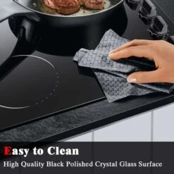 Ceramic Hob 4 Zones Electric Hob With Knobs Built In 6000W Ceramic Hob 60cm With Non-abrasive Black Glass Auto Switch Off Safety Hard Wire, No Plug Included -Home Appliances Store 72566724 4