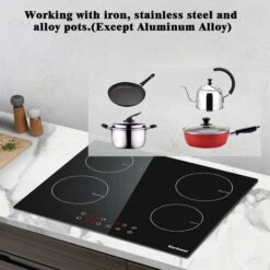 Karinear Plug In Induction Hob, 60cm 4 Zones Electric Hob With Touch Control, Black Vitro Ceramic Glass -Home Appliances Store 72566726 5