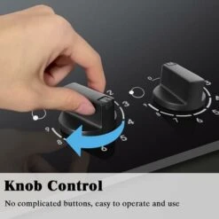 Induction Hob Black Glass Electric Cooktop Built-in 4 Zone Electric Hob With Knob 60cm, 7200W, Hard Wire, No Plug Included -Home Appliances Store 73150172 3