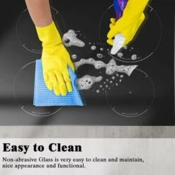 Induction Hob Black Glass Electric Cooktop Built-in 4 Zone Electric Hob With Knob 60cm, 7200W, Hard Wire, No Plug Included -Home Appliances Store 73150172 4