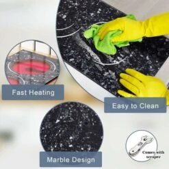 2 Zone Ceramic Hob, Hobsir Built-in Electric Hob 30cm, Marble, 3200W, Touch Control, Doul Zone, 9 Heating Levels, Safety Lock,Timer, Hard Wire, No Plug Included, LH07 -Home Appliances Store 73150174 4