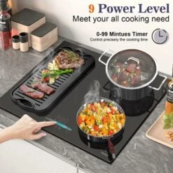 Plug In Induction Hob, Hobsir 4 Zones Electric Hob 60cm With Flexible Zone For Griddle Plate, Bulit-in, 2800W, Slider Touch, Timer, Child-safety Lock, Pause Function,13 Amp -Home Appliances Store 73150179 4