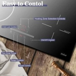 Plug In Induction Hob, Hobsir 4 Zones Electric Hob 60cm With Flexible Zone For Griddle Plate, Bulit-in, 2800W, Slider Touch, Timer, Child-safety Lock, Pause Function,13 Amp -Home Appliances Store 73150179 5