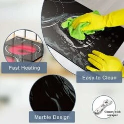 2 Zone Ceramic Hob, Hobsir Built-in Electric Hob 30cm, Marble, 3200W, Touch Control, Doul Zone, 9 Heating Levels, Safety Lock,Timer, Hard Wire, No Plug Included, LH09 -Home Appliances Store 73150180 4