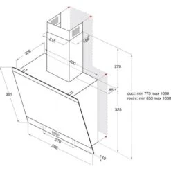 Hotpoint Angled Cooker Hood Kitchen Extractor Fan In Black / SS - PHVP 6.6F LM K -Home Appliances Store 78211309 5