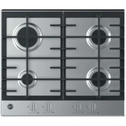 Hoover 60cm 4 Burner Gas Hob In Stainless Steel, Cast Iron Grids - HHG6BRK3X
