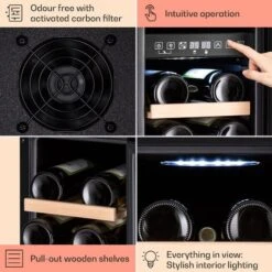 Klarstein Vinovilla 17 Built-In Duo Vilhelmine Edition Wine Fridge 17 Bottles 3-Colour Glass Door -Home Appliances Store 87106525 5