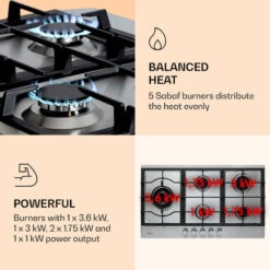 Klarstein Ignito Chef Edition 5 Zones Gas Hob 5 Burners Sabaf Burners Glass Ceramic -Home Appliances Store 87106533 3