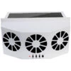 Car Solar Fan, Solar Cooler Exhaust Fan Three Air Outlet Exhaust Fan (White)