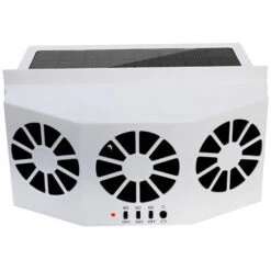 Car Solar Fan, Solar Cooler Exhaust Fan Three Air Outlet Exhaust Fan (White)