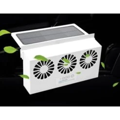 Vehicle Solar Fan, Solar Cooler Exhaust Fan Three Air Outlet Exhaust Fan Rechargeable (Black) -Home Appliances Store 90740604 4