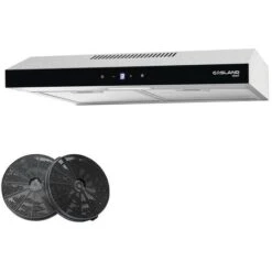 Gasland Chef SR60SS Visor Cooker Hoods 60cm, Quiet Cooker Hood Exhaust 202 M³/h With Carbon Filters Recirculating, 3 Levels Touch Control Undercabinet Extractor Stainless Steel Silver Glass Screens [E