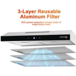 Gasland Chef SR60SS Visor Cooker Hoods 60cm, Quiet Cooker Hood Exhaust 202 M³/h With Carbon Filters Recirculating, 3 Levels Touch Control Undercabinet Extractor Stainless Steel Silver Glass Screens [E -Home Appliances Store 90748752 3