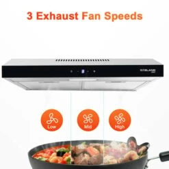 Gasland Chef SR60SS Visor Cooker Hoods 60cm, Quiet Cooker Hood Exhaust 202 M³/h With Carbon Filters Recirculating, 3 Levels Touch Control Undercabinet Extractor Stainless Steel Silver Glass Screens [E -Home Appliances Store 90748752 4