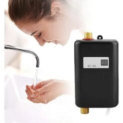 Electric Water Heater,Mini Fast Heating Water Heater Anti-Leakage Protection, IPX4 Splash-Proof Water Heater (Black) -Home Appliances Store 92184917 3