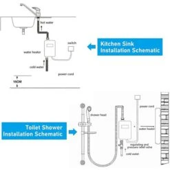 Electric Water Heater,Mini Fast Heating Water Heater Anti-Leakage Protection, IPX4 Splash-Proof Water Heater (Black) -Home Appliances Store 92184917 4