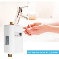 Electric Water Heater,Mini Fast Heating Water Heater Anti-Leakage Protection, IPX4 Splash-Proof Water Heater (White) -Home Appliances Store 92185125 3