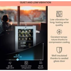 Klarstein Shiraz 16 Quartz Wine Fridge 42l Touch Control Panel 160 W 5-18 °C -Home Appliances Store 92512589 4