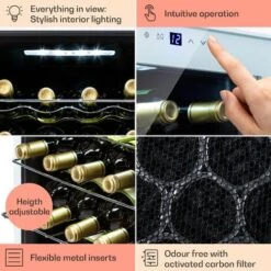 Klarstein Shiraz 16 Quartz Wine Fridge 42l Touch Control Panel 160 W 5-18 °C -Home Appliances Store 92512589 5