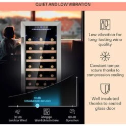 Klarstein Vinamour 54D Wine Refridgerator 2 Zones 148 L 54 Bottles Stainless Steel Front 8 Klarstein Vinamour 54D Wine Refridgerator 2 Zones 148 L 54 Bottles Stainless Steel Front -Home Appliances Store 92862160 4