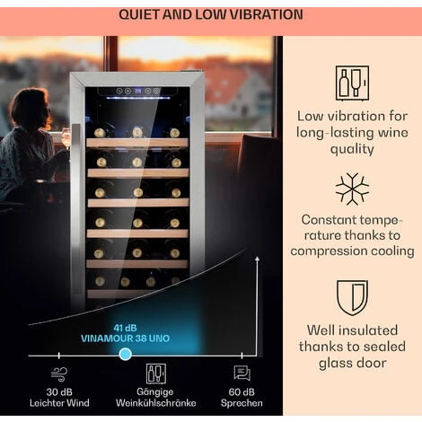 Klarstein Vinamour 54D Wine Refridgerator 2 Zones 148 L 54 Bottles Stainless Steel Front 4 Klarstein Vinamour 54D Wine Refridgerator 2 Zones 148 L 54 Bottles Stainless Steel Front - Image 4