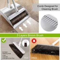 Broom And Dustpan Set, With Magnetic Lock.Broom And Dustpan With Long Handle, 45 Inch Detachable Handle, Used For Cleaning The Kitchen Floor Outside And Inside The House -Home Appliances Store 92865647 3