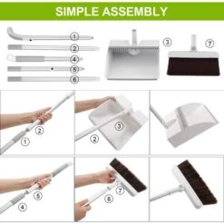 Broom And Dustpan Set, With Magnetic Lock.Broom And Dustpan With Long Handle, 45 Inch Detachable Handle, Used For Cleaning The Kitchen Floor Outside And Inside The House -Home Appliances Store 92865647 4