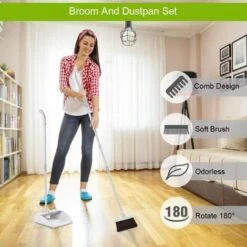 Broom And Dustpan Set, With Magnetic Lock.Broom And Dustpan With Long Handle, 45 Inch Detachable Handle, Used For Cleaning The Kitchen Floor Outside And Inside The House -Home Appliances Store 92865647 5