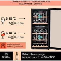 Klarstein Barossa 79 Duo Wine Fridge 79 Bottles 204 Litres 2 Zones 7 Klarstein Barossa 79 Duo Wine Fridge 79 Bottles 204 Litres 2 Zones -Home Appliances Store 93314361 3