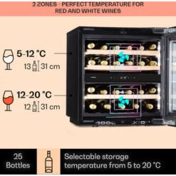 Klarstein Rhône 25 Duo Wine Cooler Compression Cooling 2 Zones 75 Litres / 25 Bottles 7 Klarstein Rhône 25 Duo Wine Cooler Compression Cooling 2 Zones 75 Litres / 25 Bottles -Home Appliances Store 93339062 3
