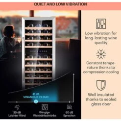 Klarstein Vinamour 73 Duo Wine Fridge 2 Zones 192 L / 73 Bottles 5-18°C Touch -Home Appliances Store 94381220 4