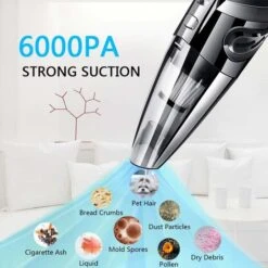 Cordless, Powerful And Portable 120W 2200mAh Handheld Vacuum Cleaner With Wet/Dry Function, Washable HEPA Filter And 5 Rechargeable Nozzles For Home, Table, Office, Car -Home Appliances Store 94517074 4