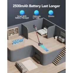 HONITURE Cordless Vacuum Cleaner, 400W 33Kpa Stick Vacuum Cordless With LCD Smart Touchscreen, Max 50mins, 7-Layer Hepa, 6 In 1 Lightweight Hand Held Vacuum For Hardwood Floors,Carpets,Stairs,Pet Hair -Home Appliances Store 95043228 4