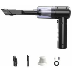 120W/20000Pa Powerful Suction Portable Car Vacuum Cleaner Foldable Cordless Vacuum Cleaner Pet Hair Removal Utility Vacuum Cleaner For Home Office Car Cleaning,Black