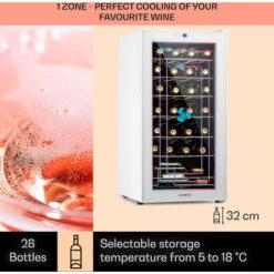 Klarstein Shiraz 28 Uno Wine Fridge 74 Litres 28 Bottles Touch Control Panel 5-18°C -Home Appliances Store 96265751 3