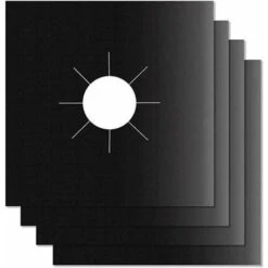 4Pcs Gas Hob Protector Teflon Silver Hob Gas Protector Gas Stove Protector Gas Stove Gas Burner Protector Anti-Corrosion Non-Stick (Black 2727cm)