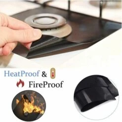4Pcs Gas Hob Protector Teflon Silver Hob Gas Protector Gas Stove Protector Gas Stove Gas Burner Protector Anti-Corrosion Non-Stick (Black 2727cm) -Home Appliances Store 96487018 4