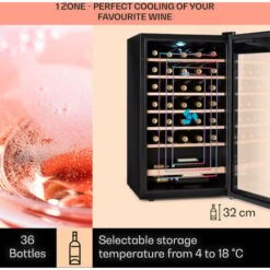 Klarstein Vinamour 32 Uno Wine Fridge 1 Zone 95 L / 36 Bottles 4-18°C Touch -Home Appliances Store 96890172 3