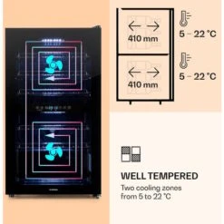 Klarstein Klarstein Shiraz 29 Duo Wine Fridge 2 Zones 80L/29 Bottles 5-22°C Touch Black -Home Appliances Store 96893959 3